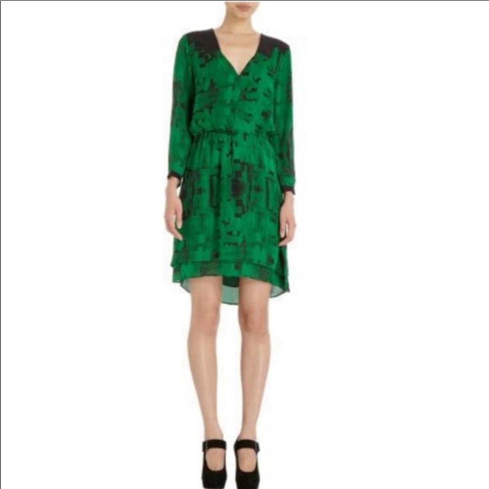 Parker Dress Printed Silk Green & Black